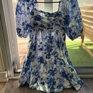 Abercrombie & Fitch Emerson Linen-Blend Puff Sleeve Mini Dress